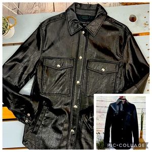 Bershka Faux Leather Shacket in Black Women’s M